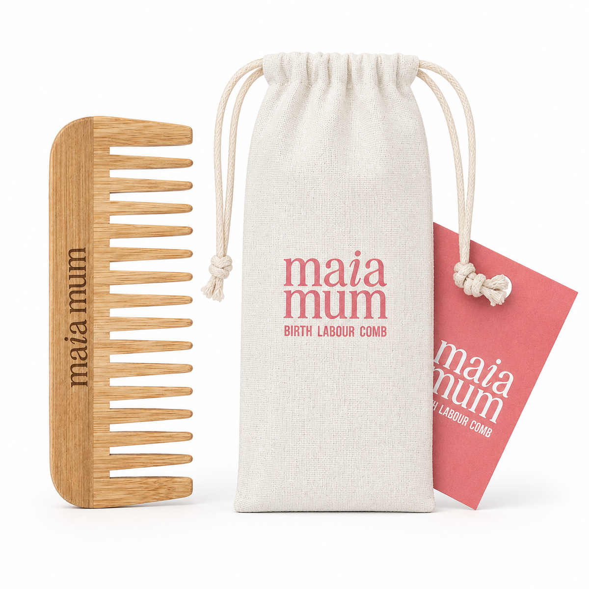 Maia Mum wooden labour comb for birth with storage bag
